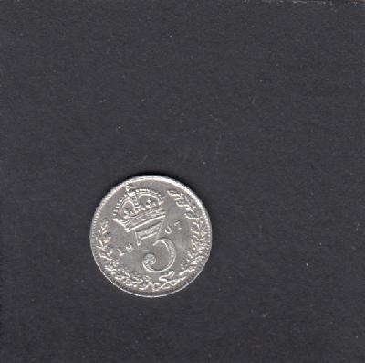 Beschrijving: 3 Pence EDWARD VII